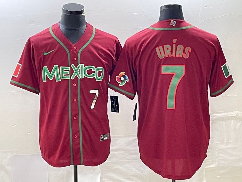 Men 2023 World Cub Mexico #7 Urias Red green Nike MLB Jersey1->more jerseys->MLB Jersey
